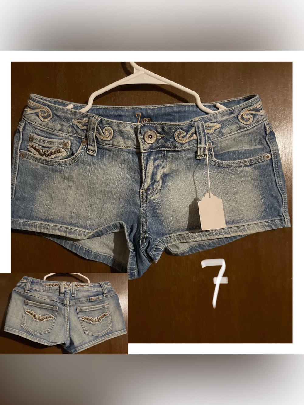 ZCO Light Blue Embroidered Denim Cutoff Shorts - Women's